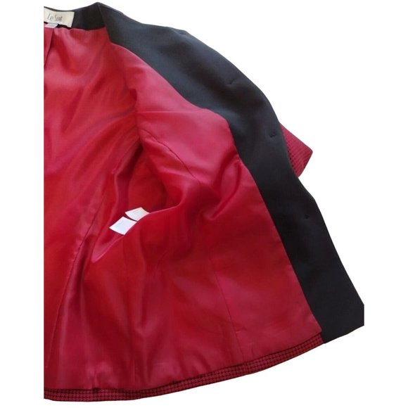 Le Suit Blazer Womens 12 Houndstoothe Button Up Office Professional Holiday - Picture 15 of 16